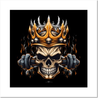 Barbells with Skull with crown Posters and Art